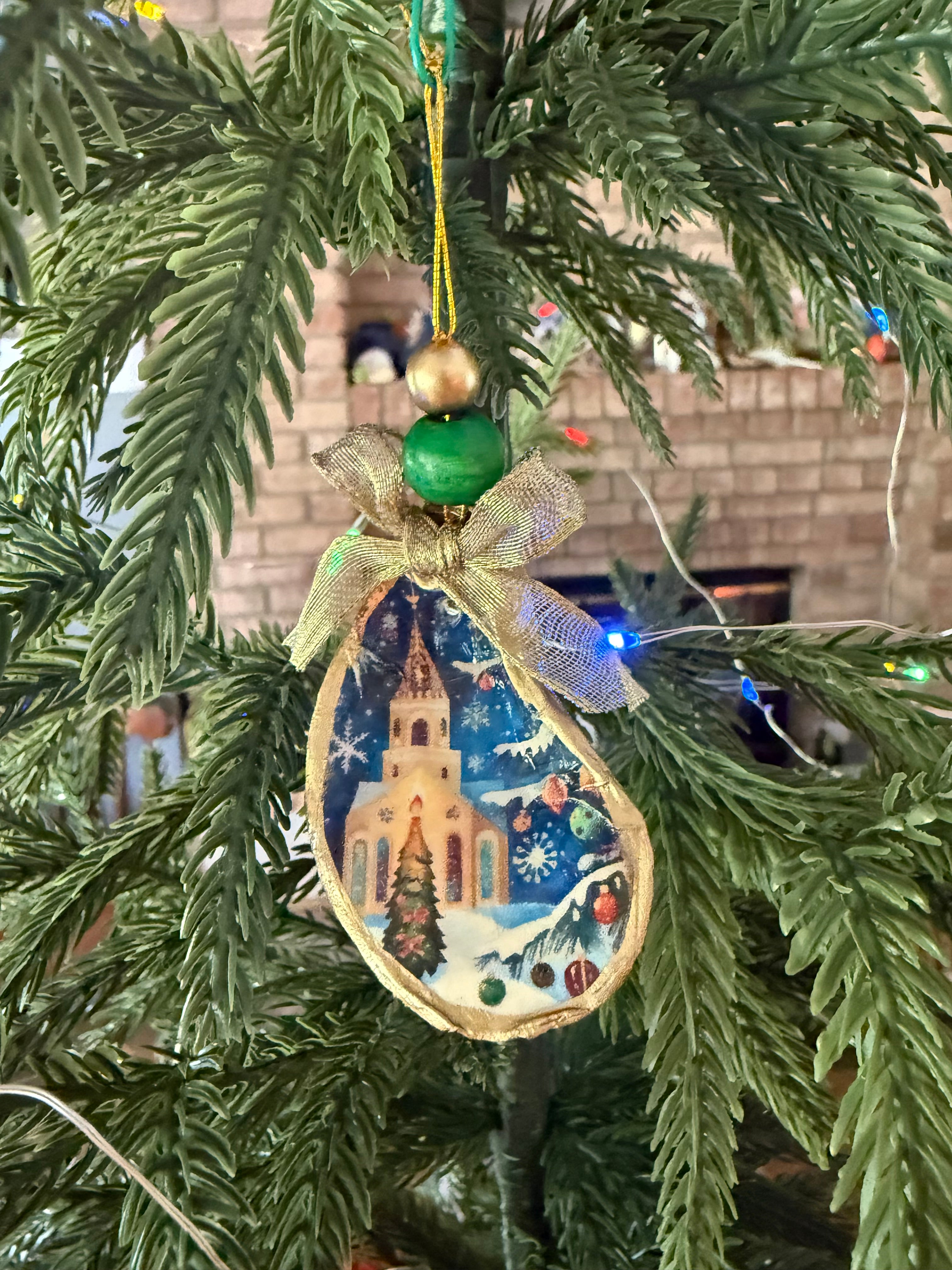 Small Christmas Church Ornament 1