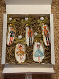 Nutcracker Oyster Shell Christmas Ornament Set (White)