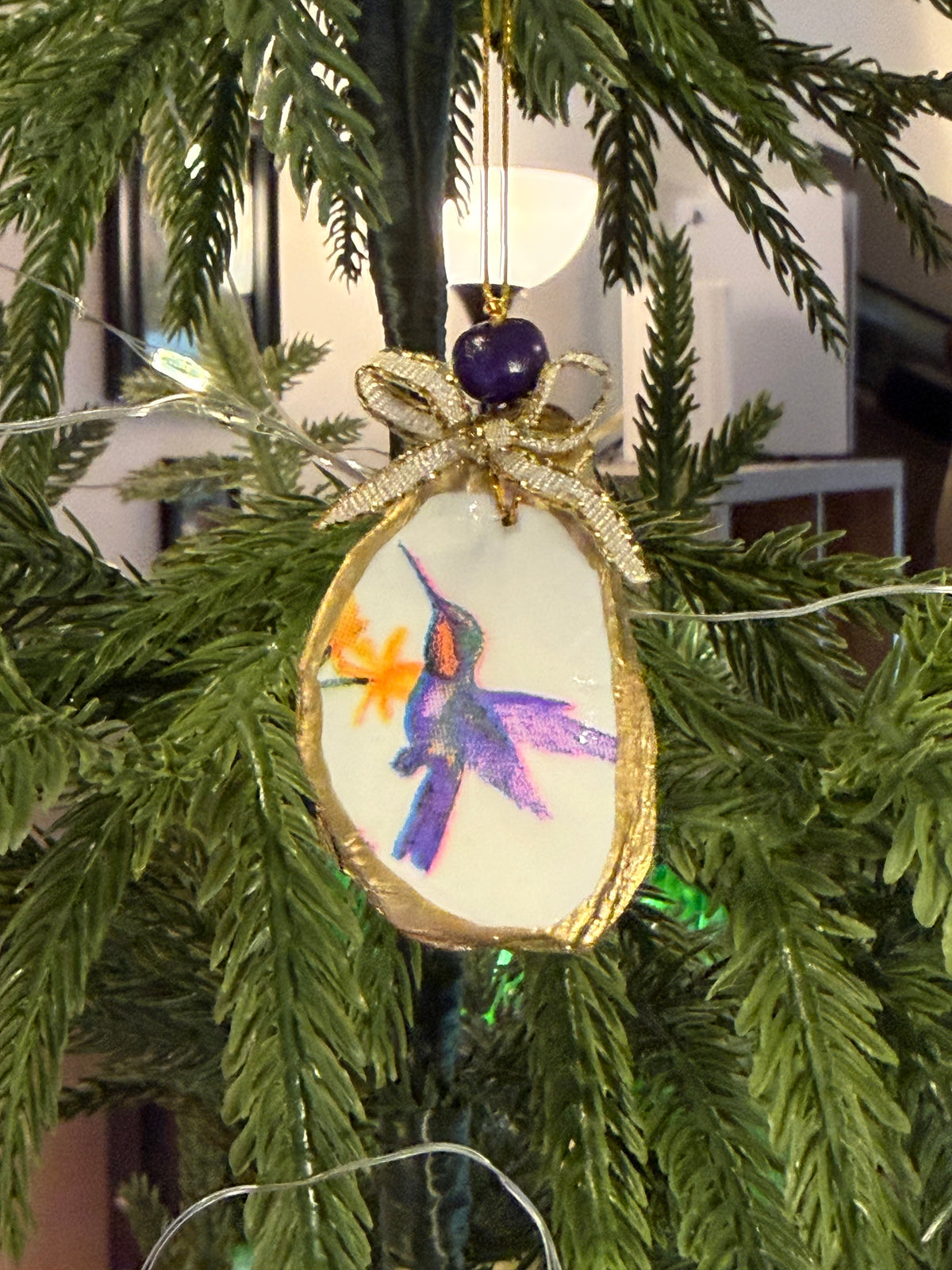 Small Purple Hummingbird Ornament 1