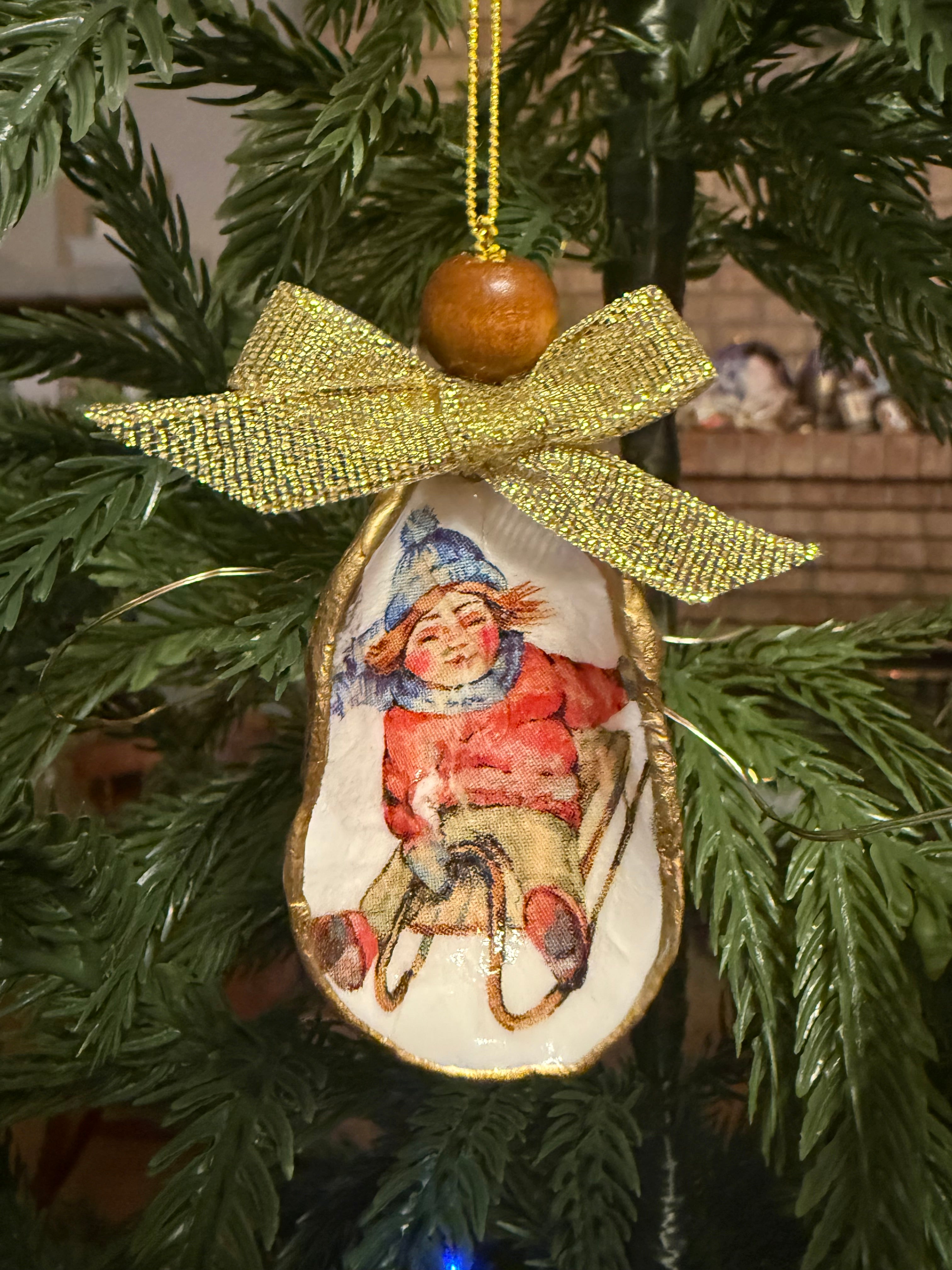 Large Sledding Girl Ornament 5
