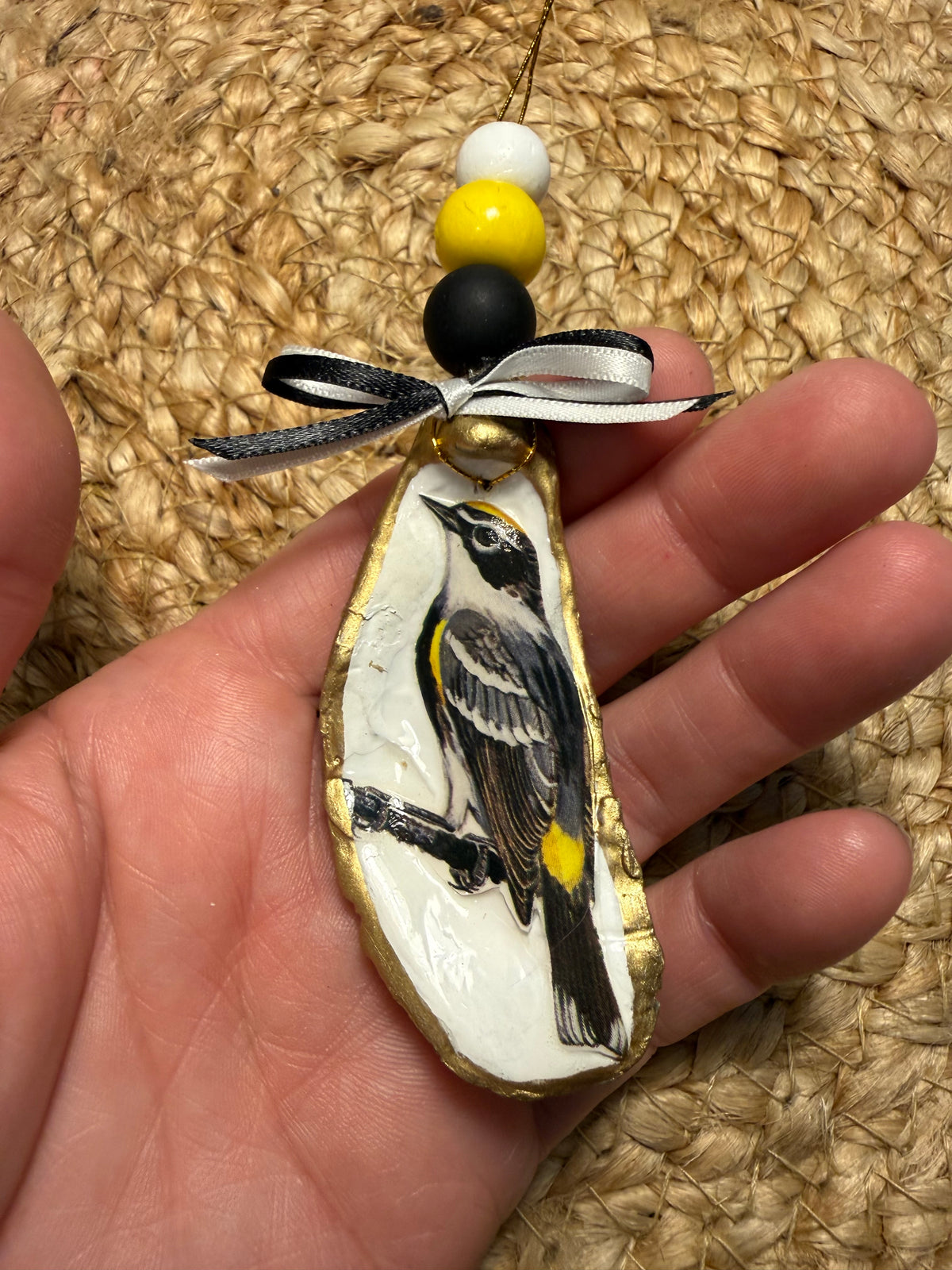 Medium Yellow and Black Bird Ornament 1